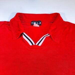 Vintage YMLA 1980s 80s style acetate spandex strech club Shirt Mens XL Red